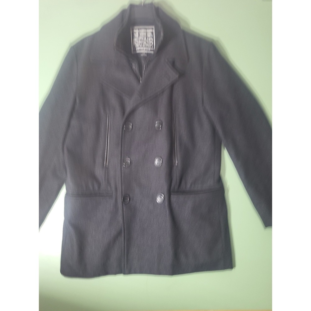 Buffalo David Bitton Women's Black Pea Coat S/P Button Accents Wool